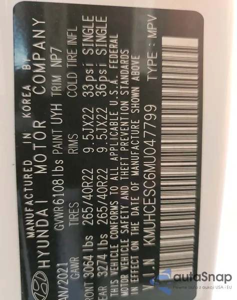 2021 Genesis Gv80 Base из США, поврежденный, VIN KMUHCESC6MU047799